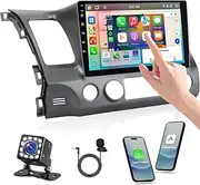 10" Wireless& Wired Car Stereo, HD Touchscreen with CarPlay & Android Auto for Honda Civic 2006 2007 2008 2009 2010 2011 Compass Android 13.0 GPS Navi WiFi, Backup Camera/Bluetooth/GPS 2GB +32GB