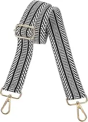 [uxcell] Purse Straps Replacement Crossbody, 1.5 Inch Wide Shoulder Bag Strap Adjustable Canvas Straps for Handbag Wallet Clutch Bags with Light Gold Buckle, Stripe Black