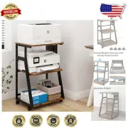 Durable Printer Stand with Casters & Power Outlets - 19.7" Retro Tower Design