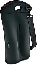 2 Bottle Wine Carrier Travel Bag - Thick Insulating Neoprene Wine Tote- Expandable 2 Bottle, Taller Design - Zipper Closes Over Corked Bottles, Adjustable Shoulder Strap