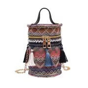 2.4L Women Handbag Straw Tassel Metal Chain Shoulder Bag Beach Tote Outdoor Travel STYLEONE STYLE