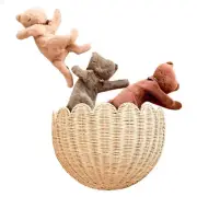 Hanging Woven Flower Storage Basket Wall-Mounted Wicker Organizer Home Decor