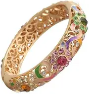 [NXAWUE] Cloisonne Bracelet,Enamel Bracelet, New Vintage Cloisonne Rhinestone Bangles for Women Enamel Bracelets Gold-Plated Accessories Color Openwork Fashion Jewelry