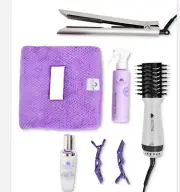 SUTRA BEAUTY 7PC: Flat Iron, Blowout Brush, Serum, Heat Protector, towel, clips