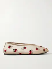 [KHAITE] KHAITE - Marcy Embroidered Mesh Ballet Flats - Cream - IT40 IT 40 Cream