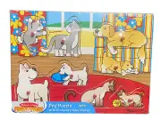 Melissa & Doug Wooden Peg Puzzle Dogs Puppies Cats Kittens Pictures under Pieces