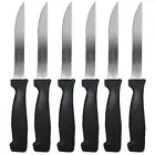 6 Steak Knives Knife Set Kitchen Utensil Slice Cutlery Serrated Black