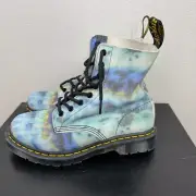 Dr Doc Martens 1460 Women's 7 Blue Pascal Tie Dye 27242 Suede Lace Up Boots NWT
