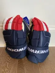 Team USA 4 Nations Hockey Gloves Sherwood Code Encrypt Pro 14” NHL Pro Stock
