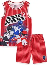 [Power Rangers] Boys Jersey Tank Top Shirt and Mesh Short Set for Big Kids