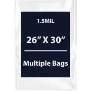 1.5Mil 26" X 30" | LDPE Clear Flat Poly Bags, Flexible & Durable | Multiple Bags