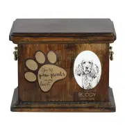 English Cocker Spaniel urn with a ceramic plate Art-Dog