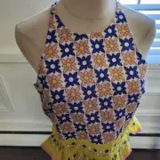 Nicole Miller small Linen blend Peplum Style Crop Top NWT