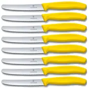 Victorinox Steak & Tomato Knife Pistol Grip 11cm Yellow Set x 8 Knives