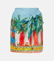 [Alemais] Alémais x Adam Lester All Aboard linen wrap skirt UK 4 multicoloured