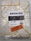 Archaeo 84x50 Linen Gold Jigsaw Embroidery Light Filtering Curtain Panel Capri