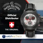 CX Swiss Military RALLYE GMT NERO RAWHIDE watch Leather Strap Silv dial 27501