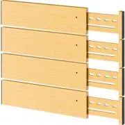 Bamboo Drawer Dividers 4" High, 16.5-22" Adjustable 16.5-22 inch Bamboo-4Pack