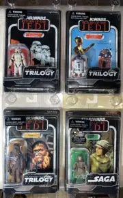 Vintage Star Wars Trilogy Lot: Chewbacca, Leia Endor, R2D2, & Stormtrooper, NEW!