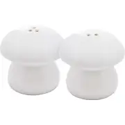 Ceramic Salt & Pepper Shaker Set - White Mushroom Design by Primitives by Kathy
