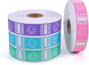 L LIKED Tickets Roll,Each 1''x2'',1000 Tickets/Colors, 4,000 Total (4 Assorted Colors) Smile Raffle Tickets-Pink,Green,Blue,Purple (LD-RTR1x2-4000Assorted)