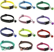 Cat Collars Breakaway with Bell, Wanfoou 12 Pack Reflective Cat Collar with Bell, Reflective Safety Buckle Kitten Collar, Ideal for Girl Cats Male Cats and Puppy Pet Supplies
