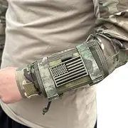 Tactical Arm Sleeve Map Pouch Case Documets Holder Wrist Case Wrist Map Holder QB Wristband Map Case Military Arm Pouch Tactical USA Flag Patch