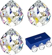 Clear Crystal Prism Ball Rainbow Maker Window Prisms Suncatcher, 40MM / 3 Pack