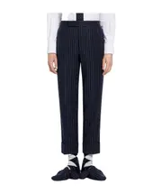 ground chalk-stripe flannel trousers 3 navy blue