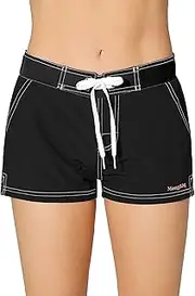 [Meegsking] Women Quick Dry Swimwear Trunks Sports Board Shorts with Soft Briefs Inner Lining