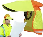 Hard Hat Sun Shield - Enhanced Worker Safety Hard Hat Sun Shield Full Brim Mesh | Portable Neck Shield Sun Visor with Reflective Strip | Hard Hat Sun Shield for Work Construction Night Use