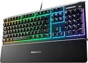 SteelSeries Apex 3 Whisper Quiet IP32 Water & Dust-Resistant Gaming Keyboard - Prism 10-Zone RGB Illumination - Premium Magnetic Wrist Rest