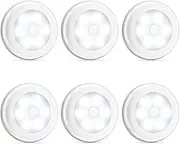 Novelty Place [Super Bright] LED Motion Sensor Lights - Cordless Battery Powered Built-in Magnets Optional Sticky Pads - Motion Sensing Bathroom Hallway Closet Nightlight - Pack of 6