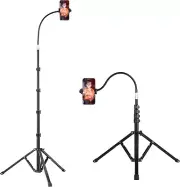 82" Tall Flexible Phone Tripod with 17" Gooseneck, Overhead Cellphone Tripod Sta