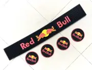 Red Bull Rubber bar mats drip mat spill mat bar runner & 4pcs beer coasters pubs