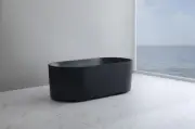 1700*750*580mm CETO Ally Groove Matt Black Fluted Oval Freestanding Bath