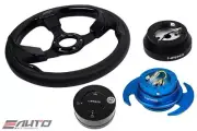 NRG 320mm Pilota Leather BK IN steering wheel + 140H Hub Gen3 BL Release Lock LB