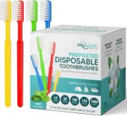 100 Pack Disposable Toothbrushes with Toothpaste Built In - Prepasted...