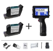 Phezer P15 12.7mm Label Printer QR Bar Batch Code Date Number Logo Expiry Date Handheld Inkjet Printer 25 Languages Portable With 2 cartridges