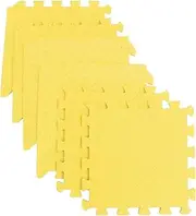 EXHUMKY 6Pcs Thick Eva Leaf Grain Interlocking Play Mat Durable and Mats for Playrooms Living Rooms and Bedrooms Yellow