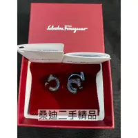 在飛比找蝦皮購物優惠-Ferragamo 藍色水鑽針式耳環