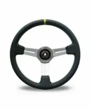 Autotecnica Monza Classic Black Leather Steering Wheel Alloy Spokes NEW 365mm