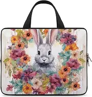 Laptop Case Sleeve Shockproof Computer Carrying Bag Watercolor Rabbit and Flowers Notebook Case Cover Laptop Bag Water Resistant Computer Cases Tablet Briefcase for Travel Business 13 Inch