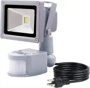 HANNAHONG 10W LED Motion Sensor Flood Light Plug In,Pir Induction Lamp,Dusk