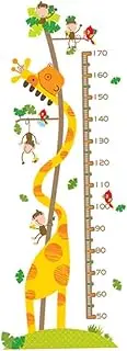 BIUDECO Animal Design Adhesive Height Chart Sticker Removable PVC Growth Chart Decal Featuring Giraffe and Monkey for Kindergarten Living Room and Nursery Decor