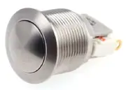 Apem PUSH BUTTON SWITCH 5A Momentary SPDT, Solder Terminal,Round Actuator SILVER