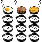12 Pcs Egg Rings for Frying Eggs Nonstick Pancake Mold Stainless Steel Egg Mo...