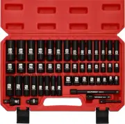 3/8" Drive Deep Impact Socket Set, 6 Point, 48 Piece Standard SAE and Metric...