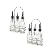 Argon Tableware Set Of 3 Olive Oil / Vinegar Utensil Bottle Set With Stand - 170ml Bottles - Pack Of 2