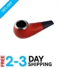 3.5" Briar Tobacco Pipe Red Acrylic Stem Lightweight Small Perfect Gift